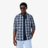 Slim fit-skjorta i stretchpoplin med rutmönster Slim fit-skjorta i stretchpoplin med rutmönster