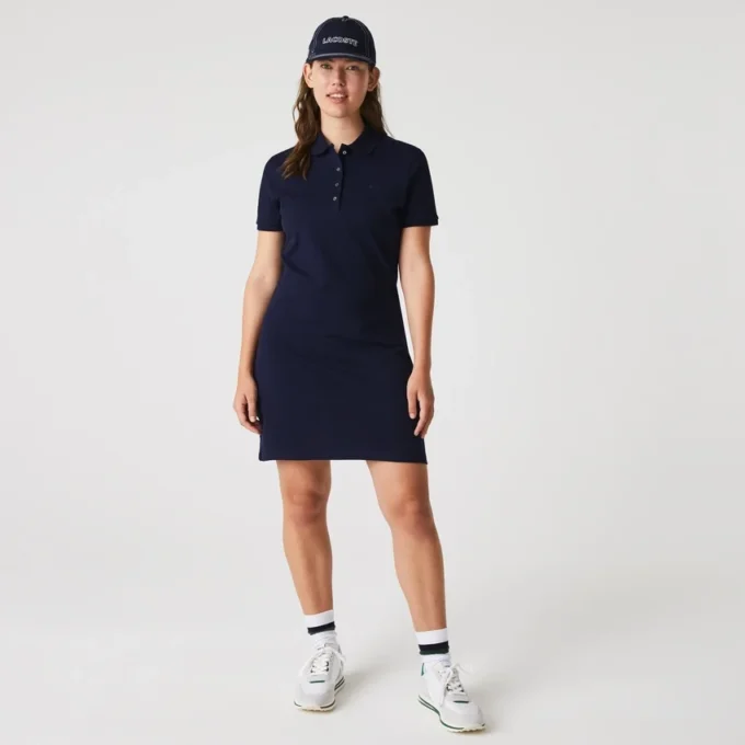 Slim fit stretch-miniklänning i piqué för dam Slim fit stretch-miniklänning i piqué för dam