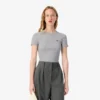 Slim fit-T-shirt i ribbad bomull för dam Slim fit-T-shirt i ribbad bomull för dam
