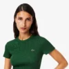 Slim fit-T-shirt i ribbad bomull för dam Slim fit-T-shirt i ribbad bomull för dam