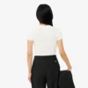 Slim fit-T-shirt i ribbad bomull för dam Slim fit-T-shirt i ribbad bomull för dam