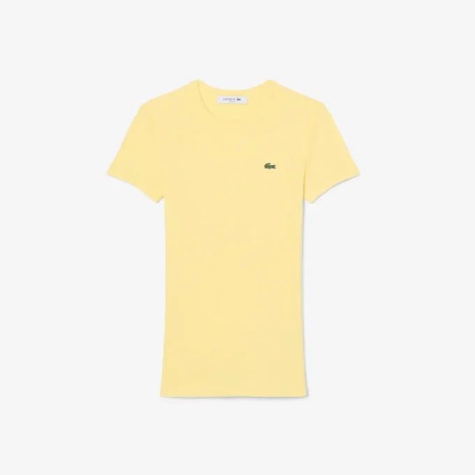 Slim fit-T-shirt i ribbad bomull för dam Slim fit-T-shirt i ribbad bomull för dam