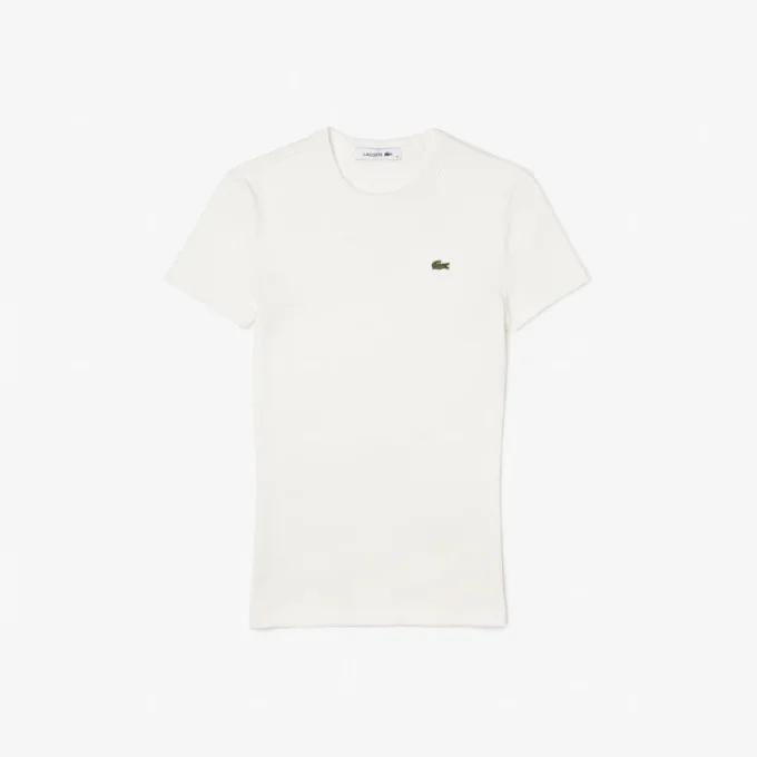 Slim fit-T-shirt i ribbad bomull för dam Slim fit-T-shirt i ribbad bomull för dam