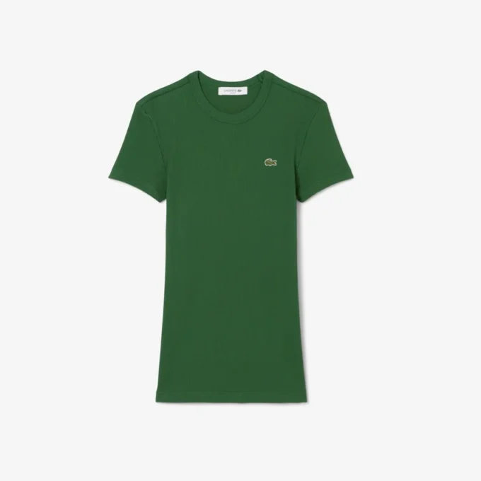 Slim fit-T-shirt i ribbad bomull för dam Slim fit-T-shirt i ribbad bomull för dam