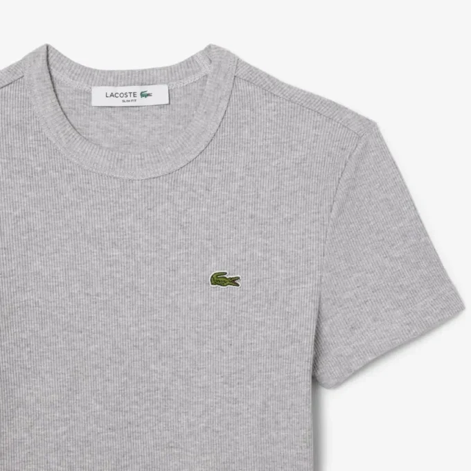 Slim fit-T-shirt i ribbad bomull för dam Slim fit-T-shirt i ribbad bomull för dam