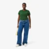 Slim fit-T-shirt i ribbad bomull för dam Slim fit-T-shirt i ribbad bomull för dam