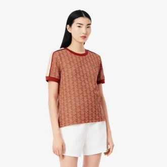 Slim fit-T-shirt med monogram för dam