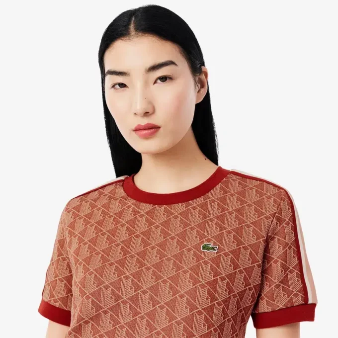 Slim fit-T-shirt med monogram för dam
