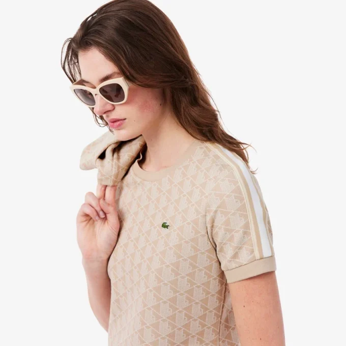 Slim fit-T-shirt med monogram för dam