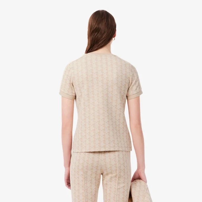 Slim fit-T-shirt med monogram för dam