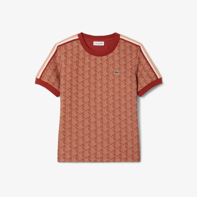Slim fit-T-shirt med monogram för dam