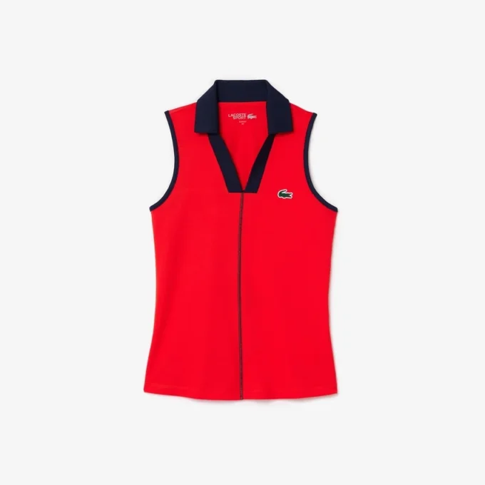 Slim fit Ultra Dry ärmlös tennis-pikétröja för dam
