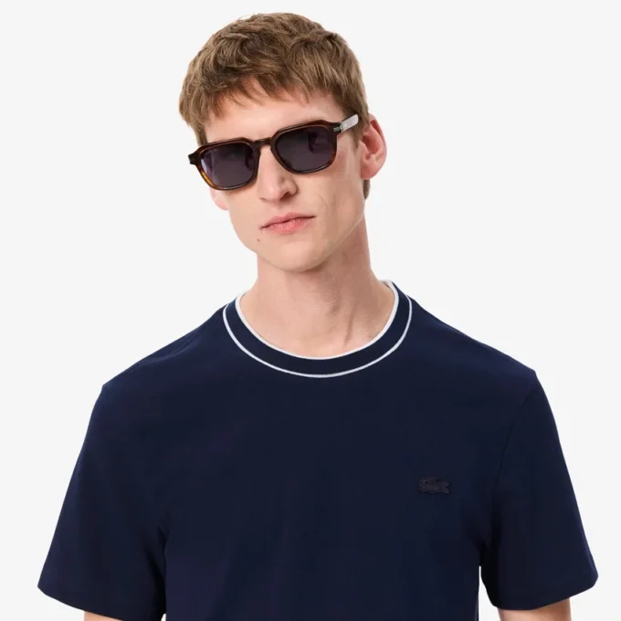 Stretch-T-shirt med randig krage i piqué för herr Stretch-T-shirt med randig krage i piqué för herr