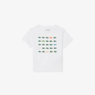 T-shirt i bomull med krokodiltryck
