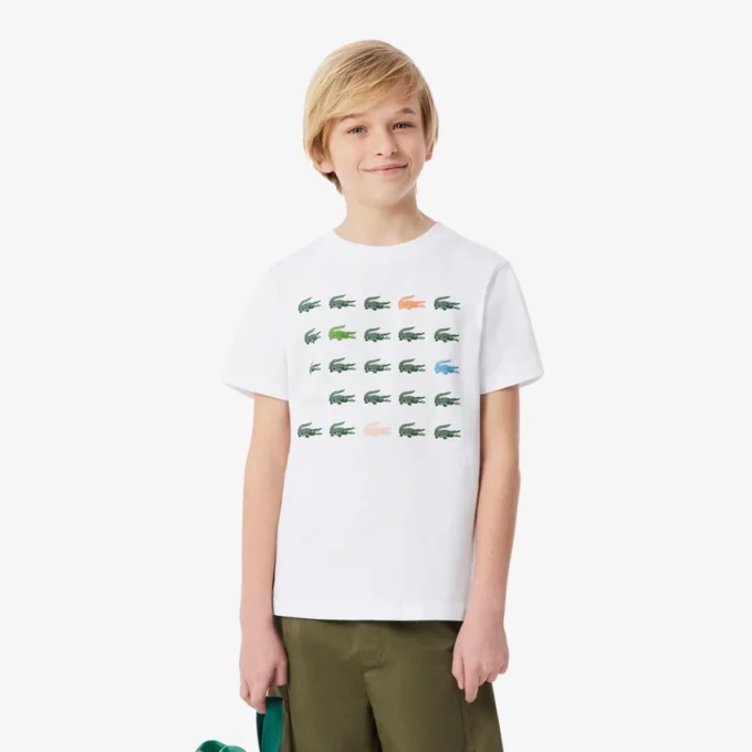 T-shirt i bomull med krokodiltryck T-shirt i bomull med krokodiltryck
