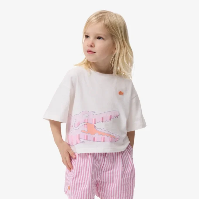 T-shirt i bomull med krokodiltryck T-shirt i bomull med krokodiltryck