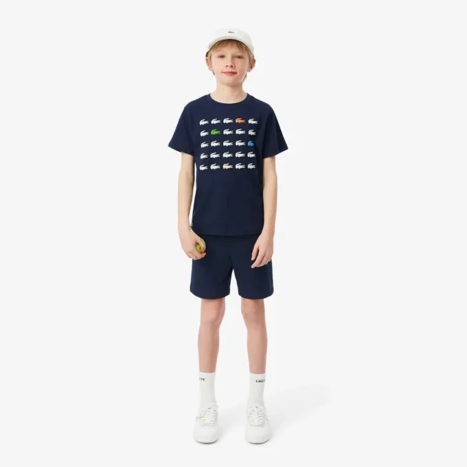 T-shirt i bomull med krokodiltryck T-shirt i bomull med krokodiltryck