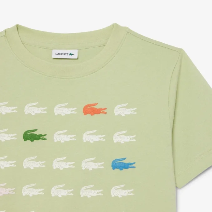 T-shirt i bomull med krokodiltryck T-shirt i bomull med krokodiltryck