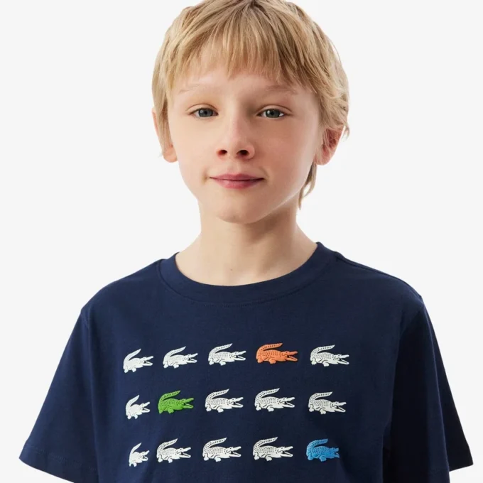 T-shirt i bomull med krokodiltryck T-shirt i bomull med krokodiltryck