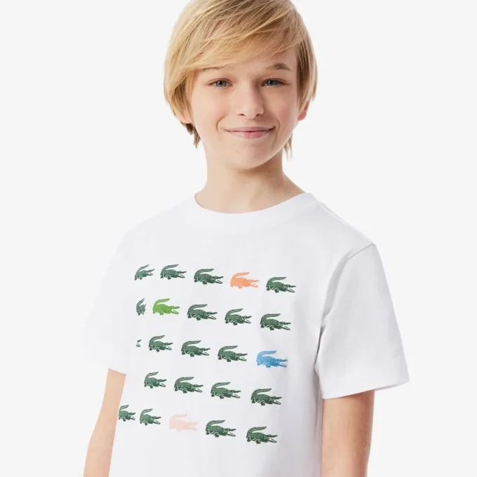 T-shirt i bomull med krokodiltryck T-shirt i bomull med krokodiltryck