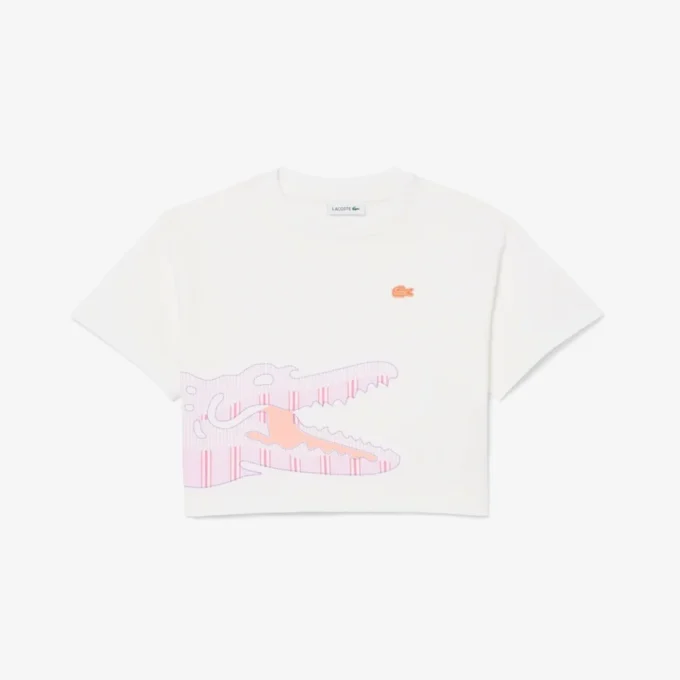 T-shirt i bomull med krokodiltryck T-shirt i bomull med krokodiltryck