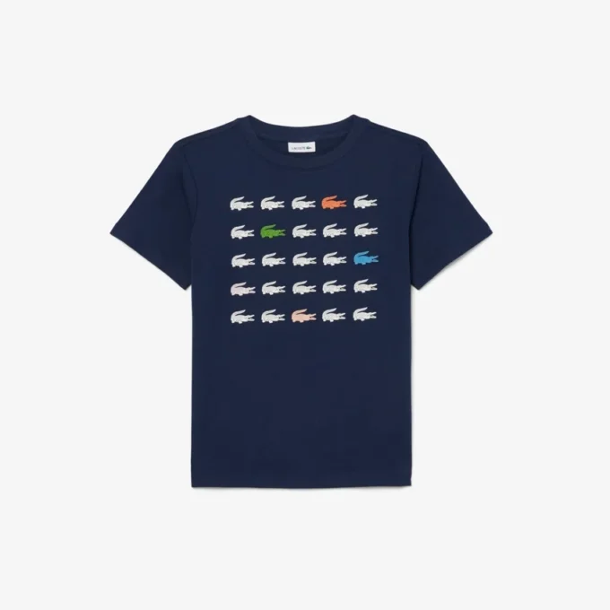 T-shirt i bomull med krokodiltryck T-shirt i bomull med krokodiltryck