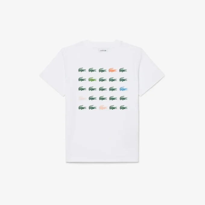 T-shirt i bomull med krokodiltryck T-shirt i bomull med krokodiltryck