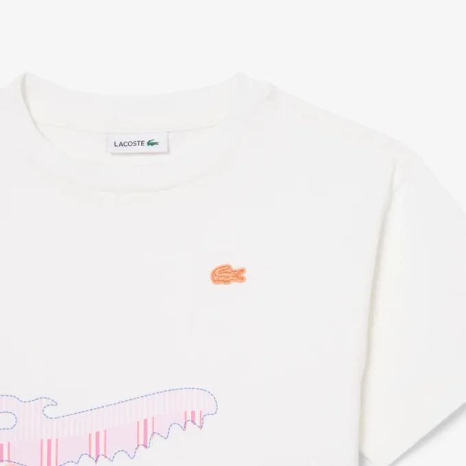 T-shirt i bomull med krokodiltryck T-shirt i bomull med krokodiltryck