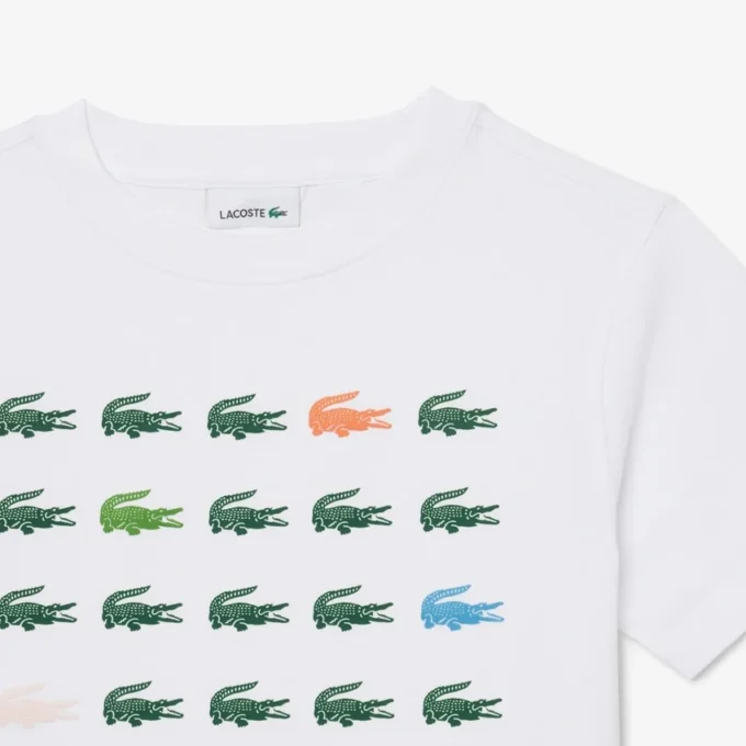 T-shirt i bomull med krokodiltryck T-shirt i bomull med krokodiltryck
