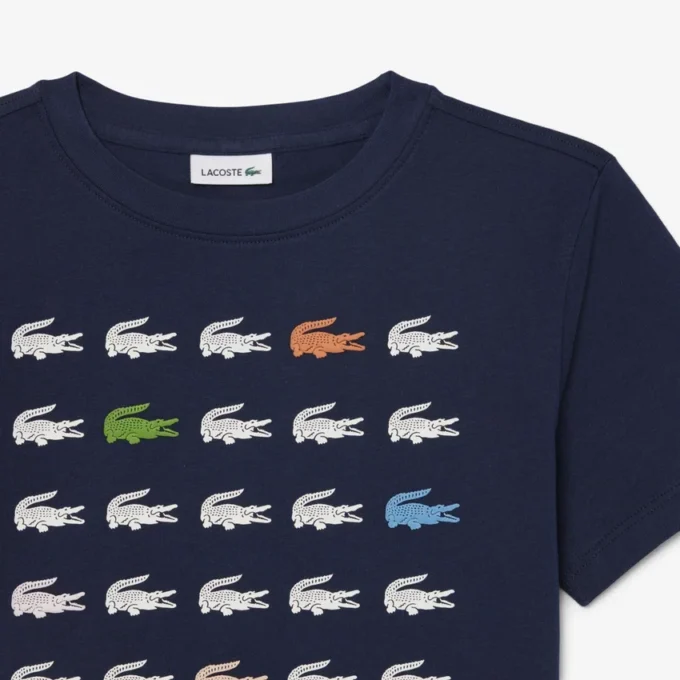 T-shirt i bomull med krokodiltryck T-shirt i bomull med krokodiltryck