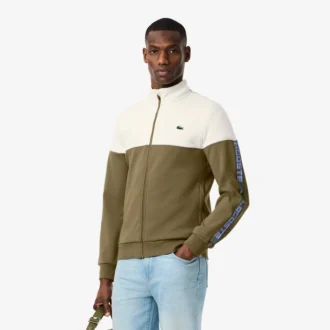 Tennis-Sweatshirt med dragkedja och färgblock för herr