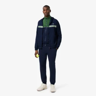 Tennis-Sweatshirt med dragkedja och färgblock för herr