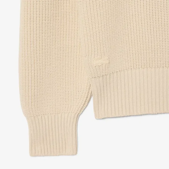 Tröja med polokrage i pärlribb och badge-detalj Tröja med polokrage i pärlribb och badge-detalj