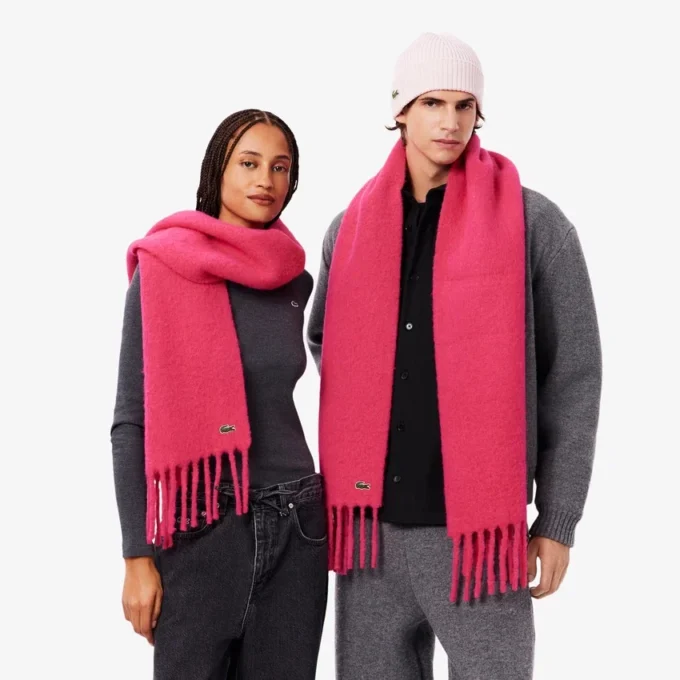 Unisex-halsduk i alpackaull med fransar Unisex-halsduk i alpackaull med fransar