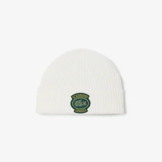 Unisex-mössa i ribbad ull med emblem