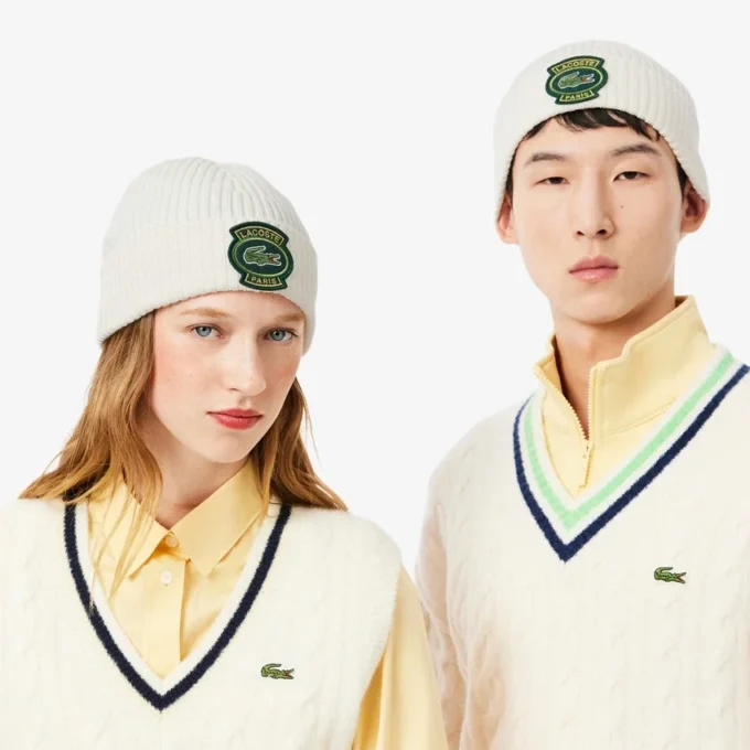 Unisex-mössa i ribbad ull med emblem Unisex-mössa i ribbad ull med emblem