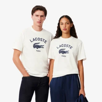 Unisex-T-shirt i bomull med signaturtryck