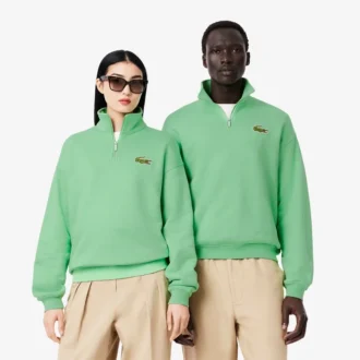 Unisex-tröja med halv dragkedja, lös passform och badge-detalj