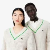 Unisex-tröja med V-ringning och ränder Unisex-tröja med V-ringning och ränder