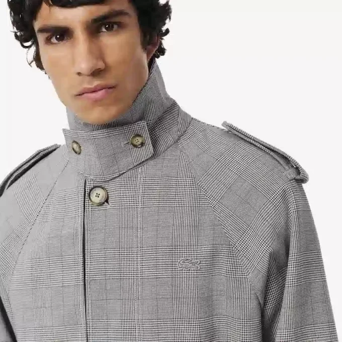 Vattenavvisande rutig trenchcoat för herr Vattenavvisande rutig trenchcoat för herr