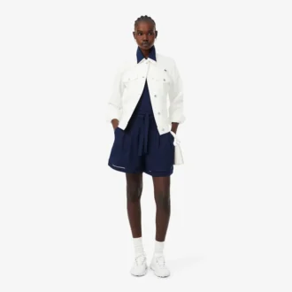 Överdimensionerade, lediga bermuda-shorts i linneblandning